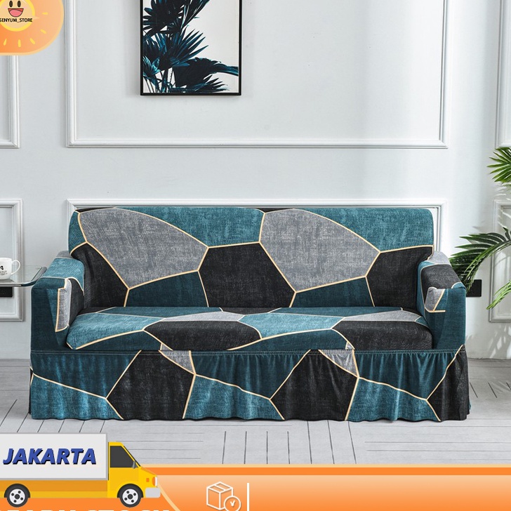 COD Sarung Sofa Rumbai Sarung Sofa Melar dengan RokPola Melar Bantal Penutup Tempat Tidur Sofa Renda