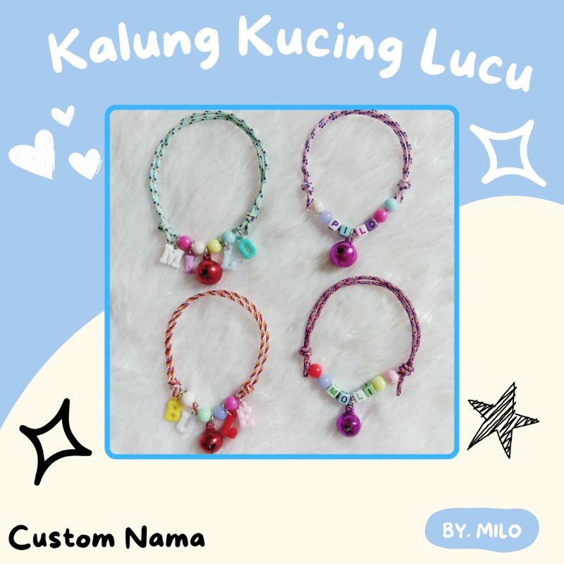 Kalung Kucing Custom Nama ( Tali Perusik ) / Kalung Custom / Kalung Kucing Custom