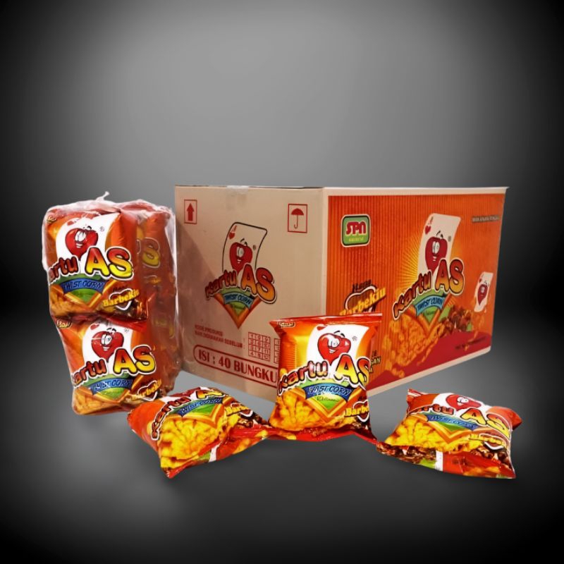 

Kerupuk Snack Kartu As Barbeque isi 40 bungkus (Jual Kardus)