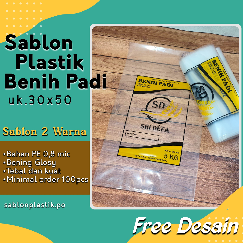 Sablon Plastik Benih 5Kg Bahan PE 2 WARNA Tebal 0,8 MIC| KEMASAN | CUSTOM | KANTONG | DISTRO | BRAND