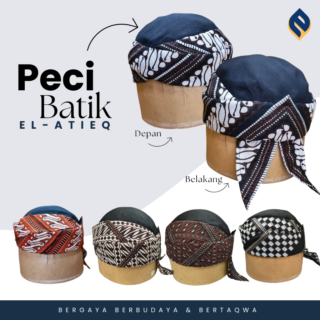 Peci Batik El-atieq Kopyah Batik Cuci Lipat Kain biasa