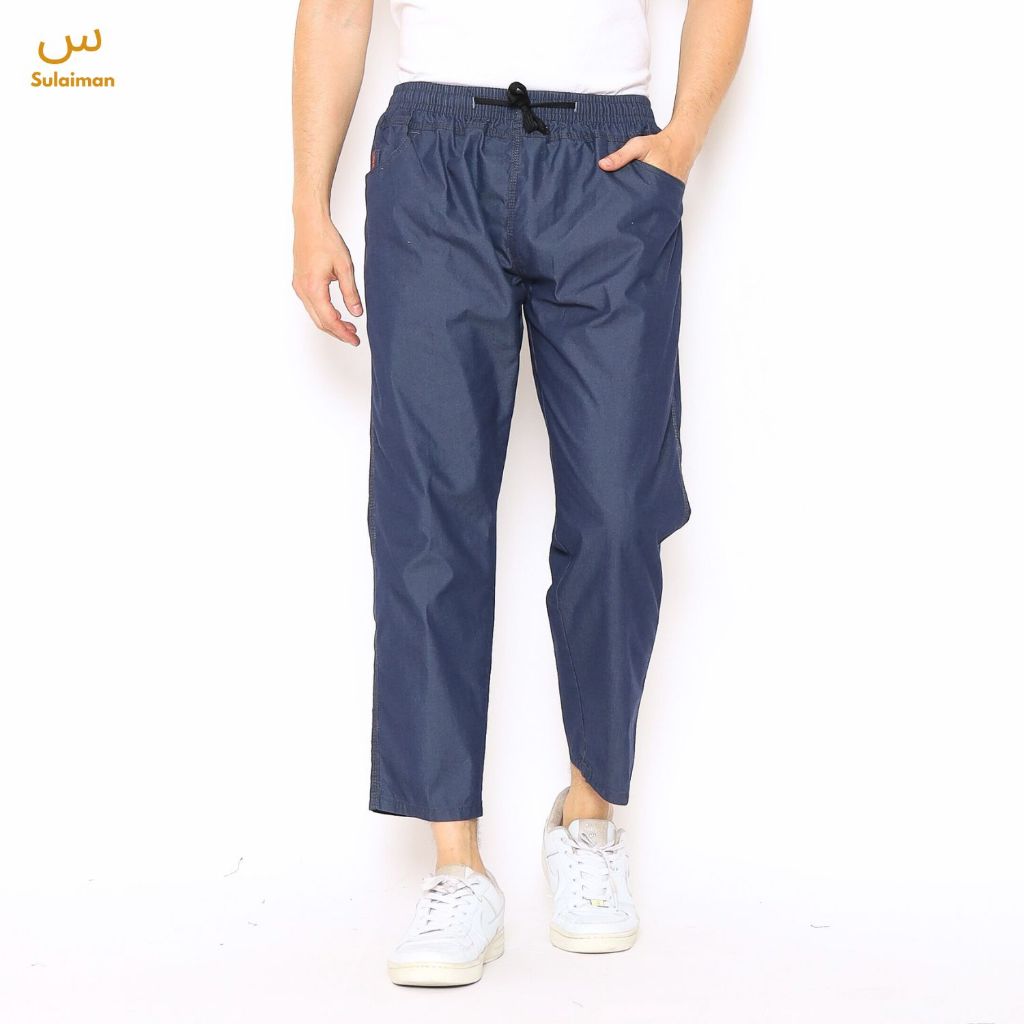 Celana Panjang Pria Sulaiman  Angkle Pants  Sirwal Denim Soft Jeans Bahan Halus dan Ringan Ukuran M 