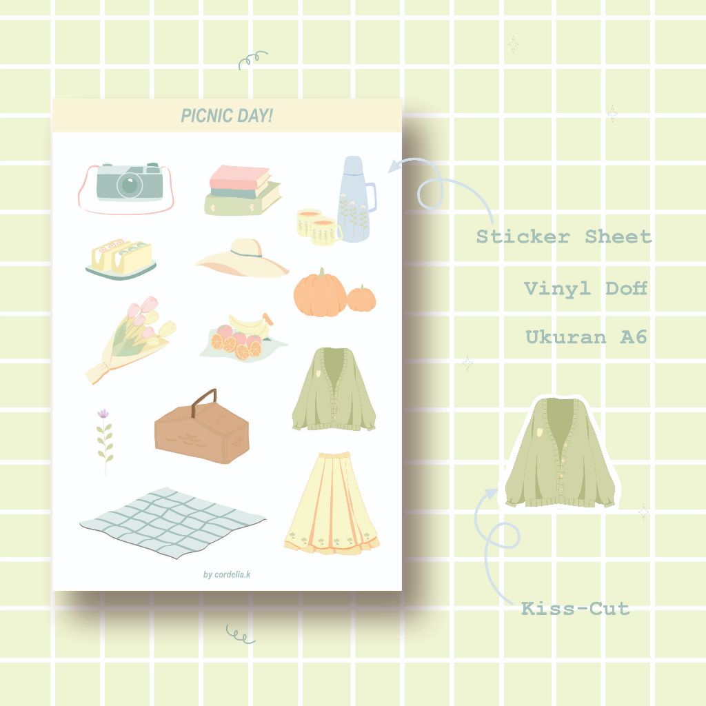 

Sticker Sheet Picnic Day / Sticker Journaling / Decoration Sticker