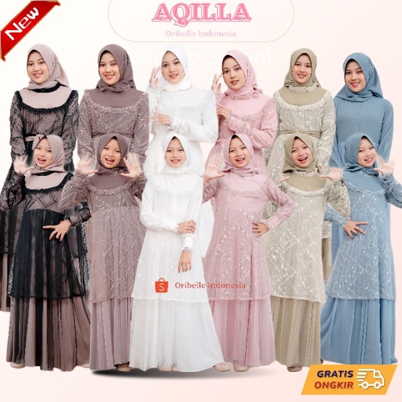 Oribelle Official | Aqilla by Oribellekids | Setelan Gamis Set Outer Brocade + Belt | Baju Lebaran 2