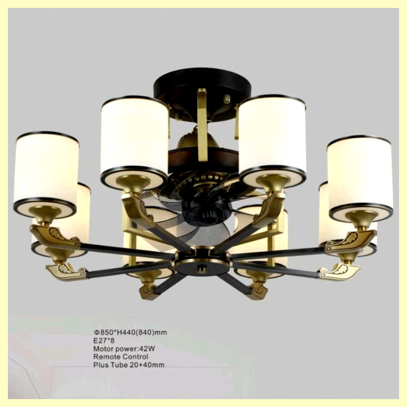 Lampu Hias Gantung Cabang Kaca ceiling fan tembaga Kipas angin Orbit Clasic modern minimalis elegan 