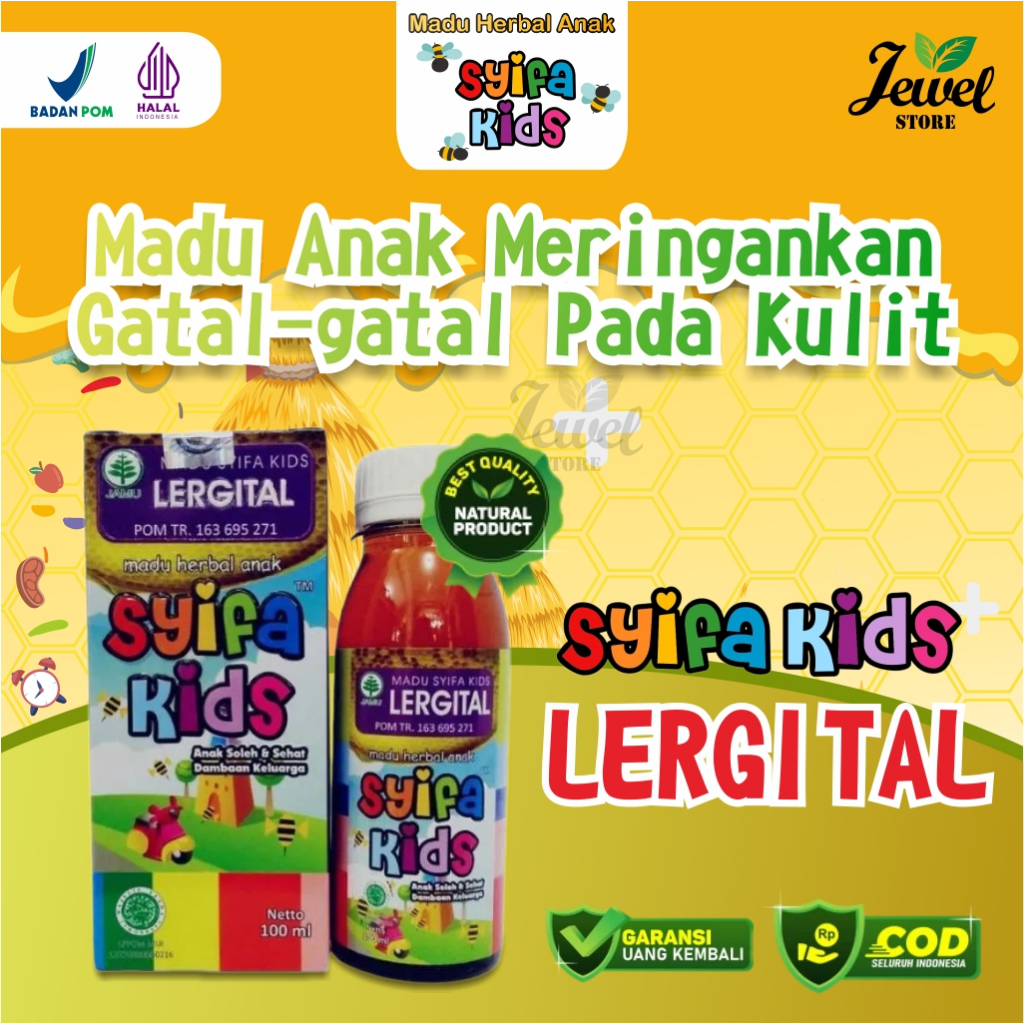 Madu Alergi Anak Syifa Kids Lergital Mengobati Gatal - Gatal Alergi Cacar Kulit 100ml