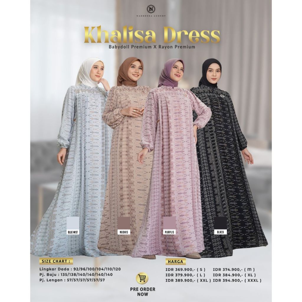 KHALISA DRESS NADHEERA LUXURY TERBARU // GAMIS SULTAN // GAMIS LEBARAN TERBARU 2024 // GAMIS KONDANG