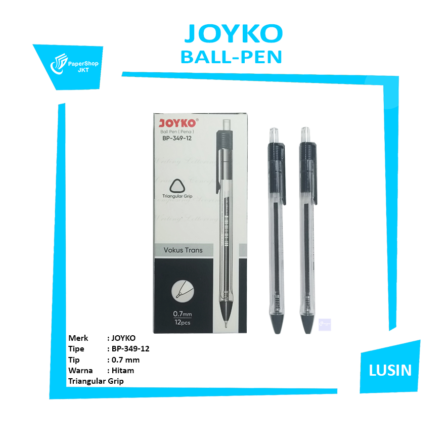 

JOYKO - Ball Pen BP-349-12 Triangular Grip Vokus Trans - 12 Pcs - Lusin