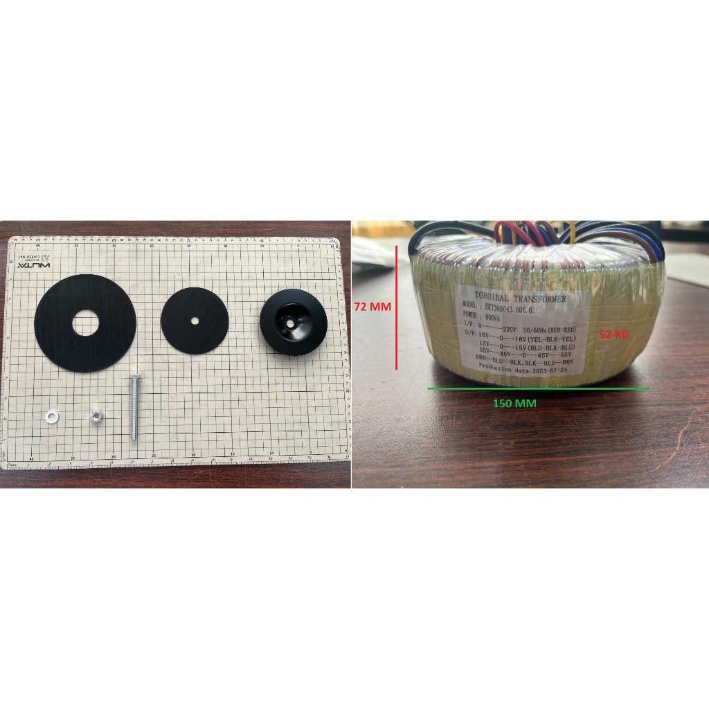 Trafo toroid 600va 10a ct 45-55v