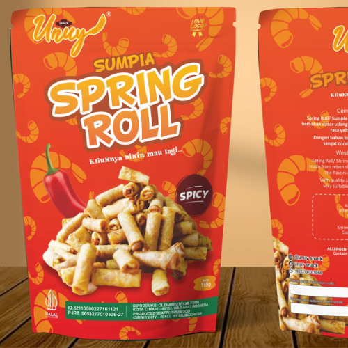 

UnuySnack Cemilan Kriuk Sumpia Udang Sumpia Ebi (Spring Roll) Spicy Pouch 185gr