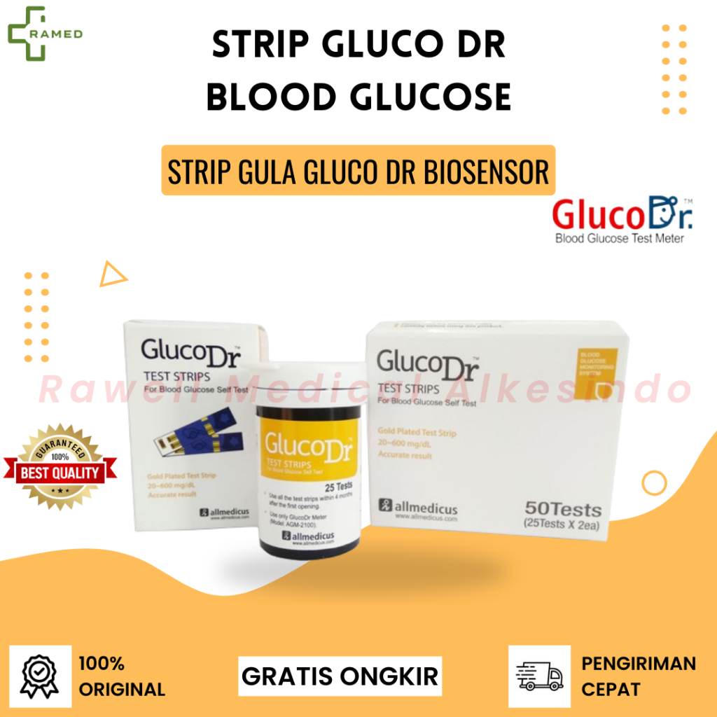 GlucoDr Test Strip Isi 50 / Strip Gula Gluco Dr / Strip Alat GlucoDr Bio Sensor
