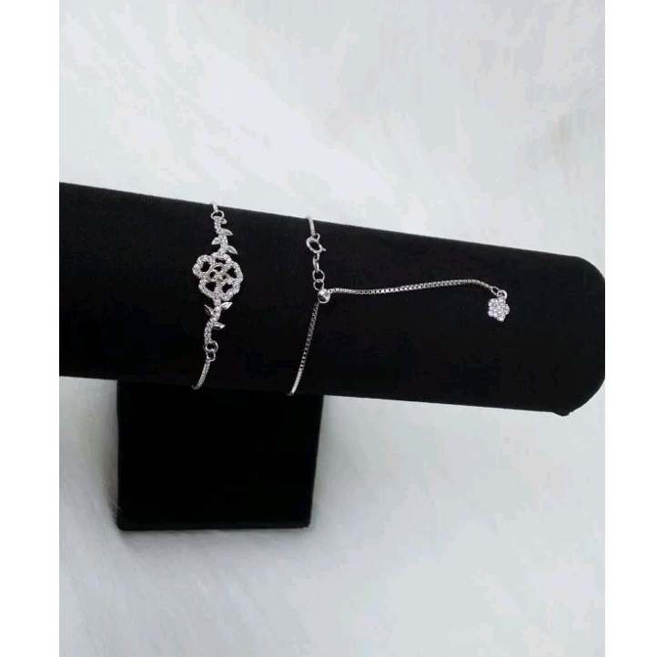 Gelang Serut Bunga Silver 925