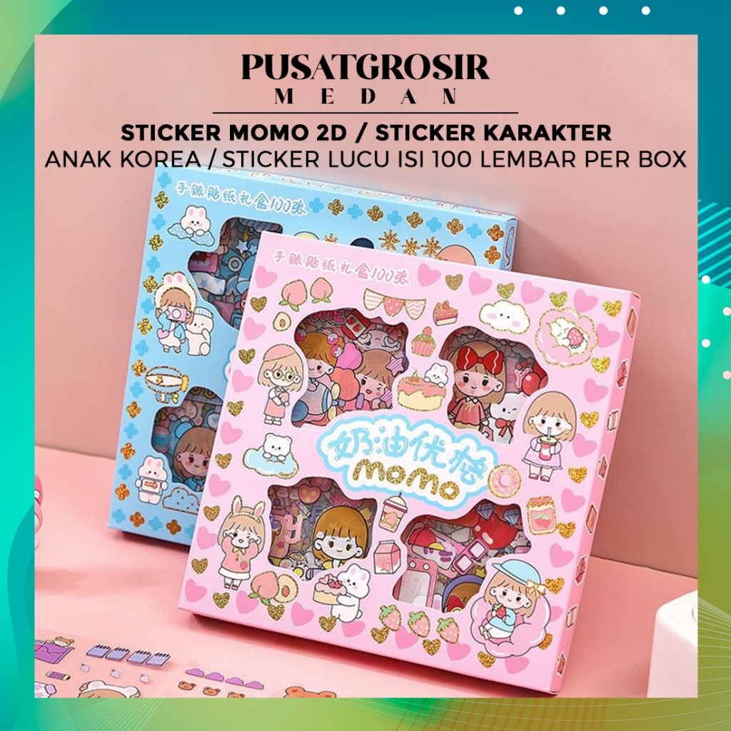 

STICKER MOMO 2D / STICKER KARAKTER ANAK KOREA/ STICKER LUCU ISI 100 LEMBAR PER BOX