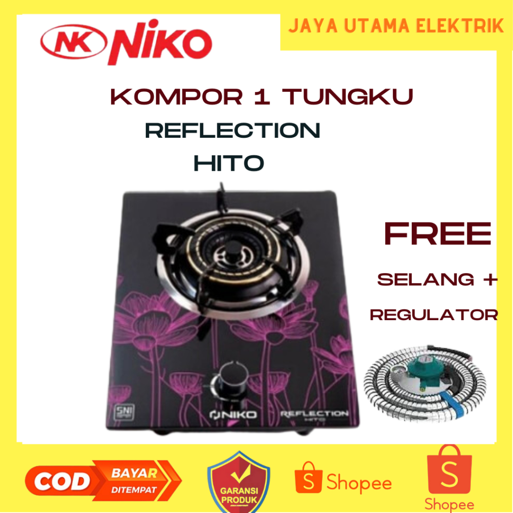 KOMPOR GAS NIKO KOMPOR GAS TANAM 1 TUNGKU KACA REFLECTION HITO