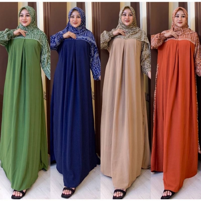 DRESS ETHNIC KOMBINASI|DRESS TERBARU|DRESS WANITA|DRESS CERUTY BABYDOLL|DRESS SET HIJAB|GAMIS CERUTY