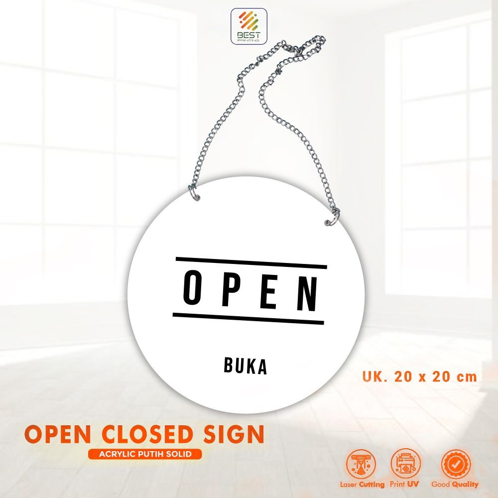 Acrylic Signage Open Close/Akrilik Open Close ( Bulat )