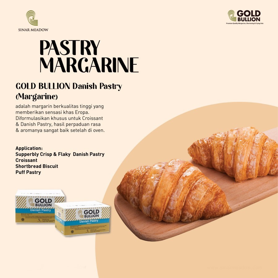 

Gold Bullion Danish Pastry Margarine untuk Croissant 250 gr