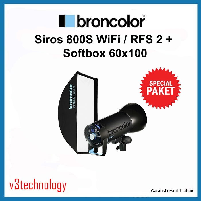 Broncolor Siros 800 S WiFi/RFS 2 KIT Softbox 60x100 - Siros 800S Studio Lighting