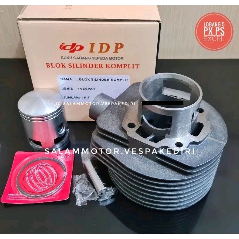 Blok seher silinder set Vespa Lobang 5 blok piston set merk IDP px excel ps exclusive strada
