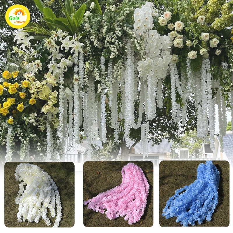 2 Meter 4pcs Bunga Rambat Plastik Bunga Juntai Gantung Hias Rumah Dinding Artificial Flower Plant