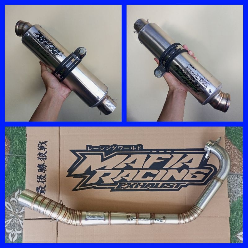 knalpot original MAFIA racing exhaust PNP satria Fu karbu model standar, silincer tipe gp big moncil