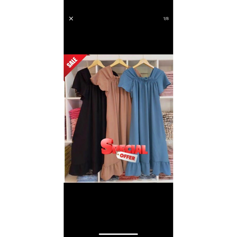 Daster fuji crinkle airflow premium terbaru & termurah / Daster Laura crinkle / Dress viral crinkle 