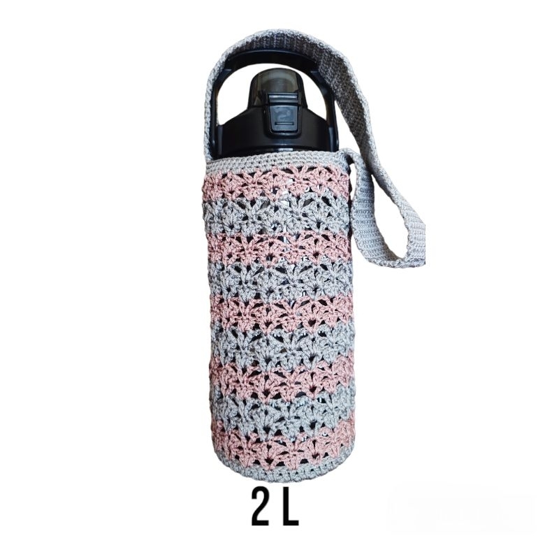 Tas botol minum rajut sarung botol cover termos tumbler rajutan handmade 2 Liter