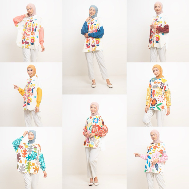 Kemeja Atasan Blouse Wanita ColorFull Bahan Baby Touch