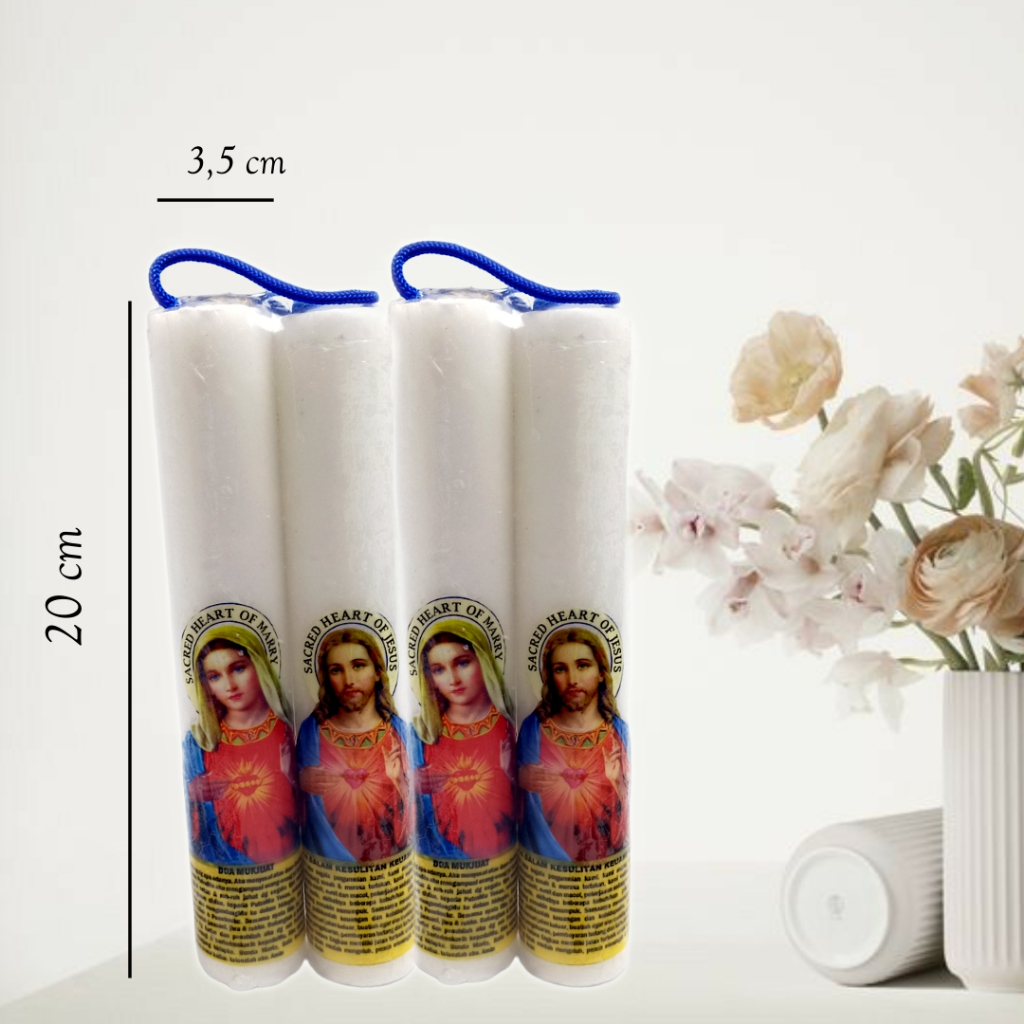 (isi 4 pcs) Lilin Gambar Kudus Tinggi 20 cm /Lilin Meja/Lilin Altar/Lilin Doa/Aneka Lilin Doa Gambar