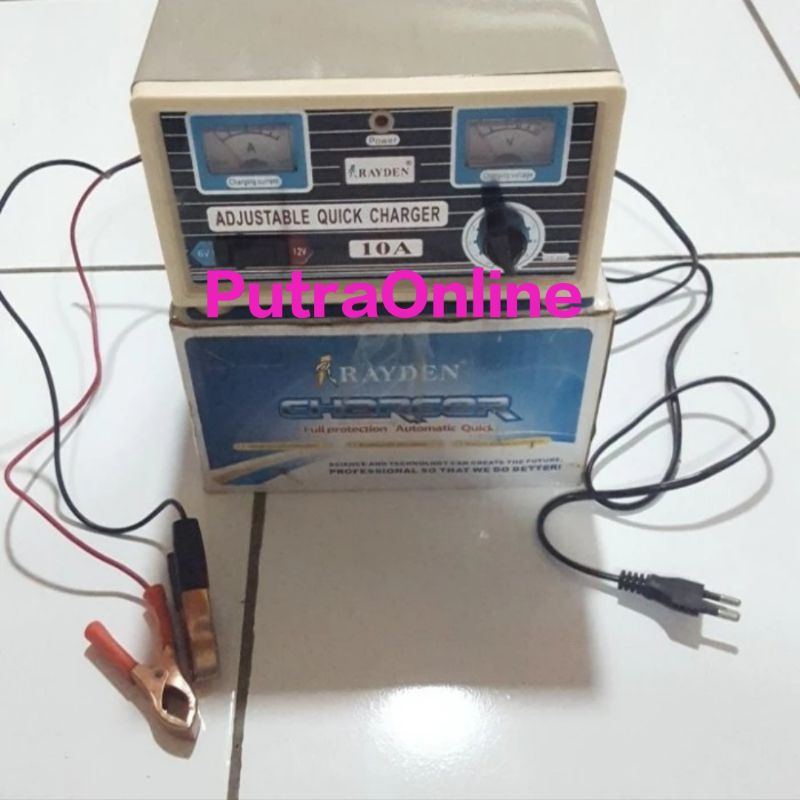 Charger Aki 10A Cash Aki Mobil dan Motor Otomatis 12V dan 6V Merek RAYDEN Charger Aki 10Amper