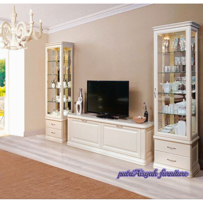 set bufet tv set lemari hias mewah