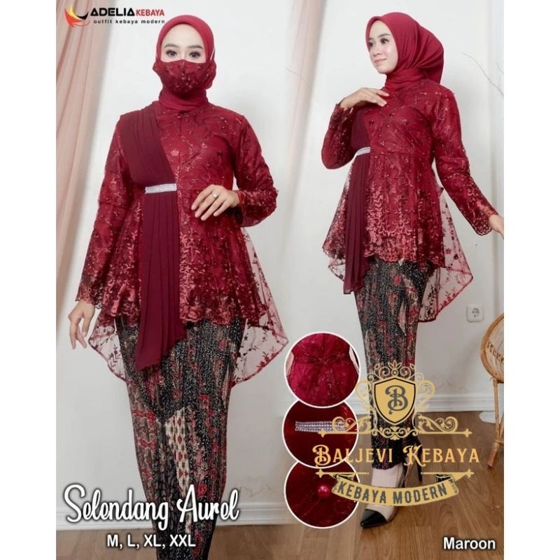 Baljevi~Setelan Kebaya Selendang Aurel~Kebaya Blouse Selendang Aurel // Kebaya Brokat Kebaya Kondang