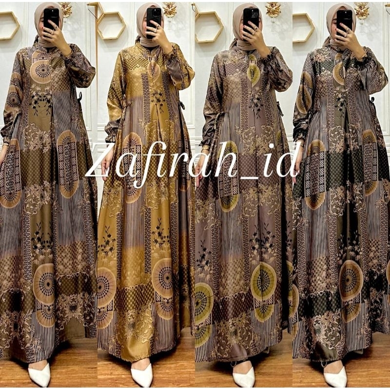 Ready Jumbo Ld 120 Busui/Gamis Silk premium/Gamis terbaru/Gamis Silk Premium Motif print mewah