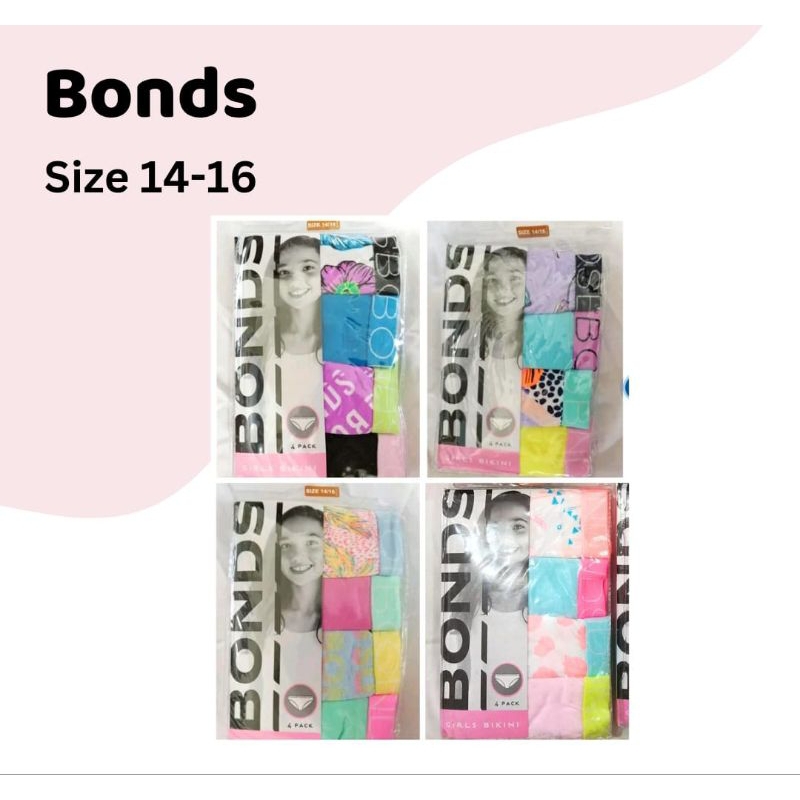 Underwear / Celana Dalam Anak Perempuan Import, Bonds, size 12-16