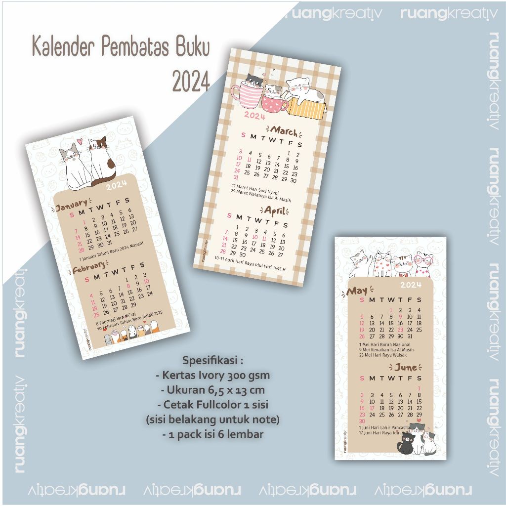 

RuangKreativ Pembatas Buku Kalender 4125