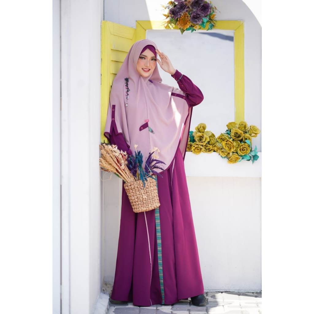 SET GAMIS AMIRA WINE SPANISH ROSE ORIGINAL AULIA FASHION DRESS BAJU BUSANA MUSLIM WANITA DEWASA BUSU