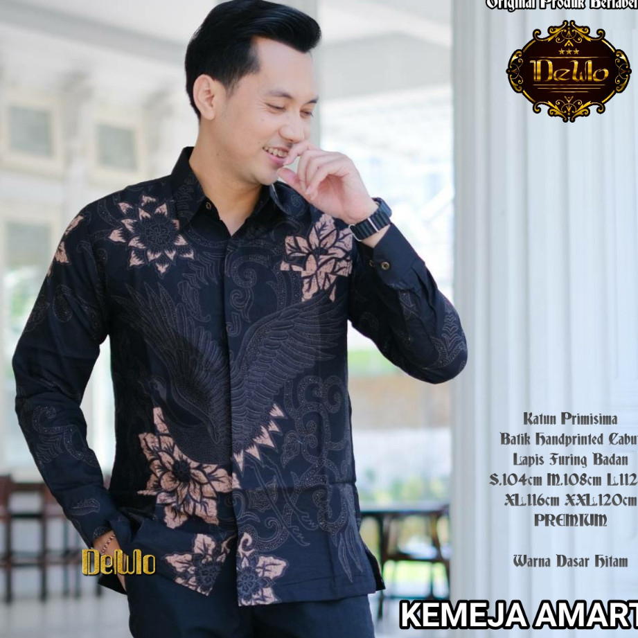 KEMEJA BATIK MLIWIS HITAM LAPIS FURING ORI SOLO / BAJU BATIK KONDANGAN PRIA TERBARU / BATIK PRIA LEN