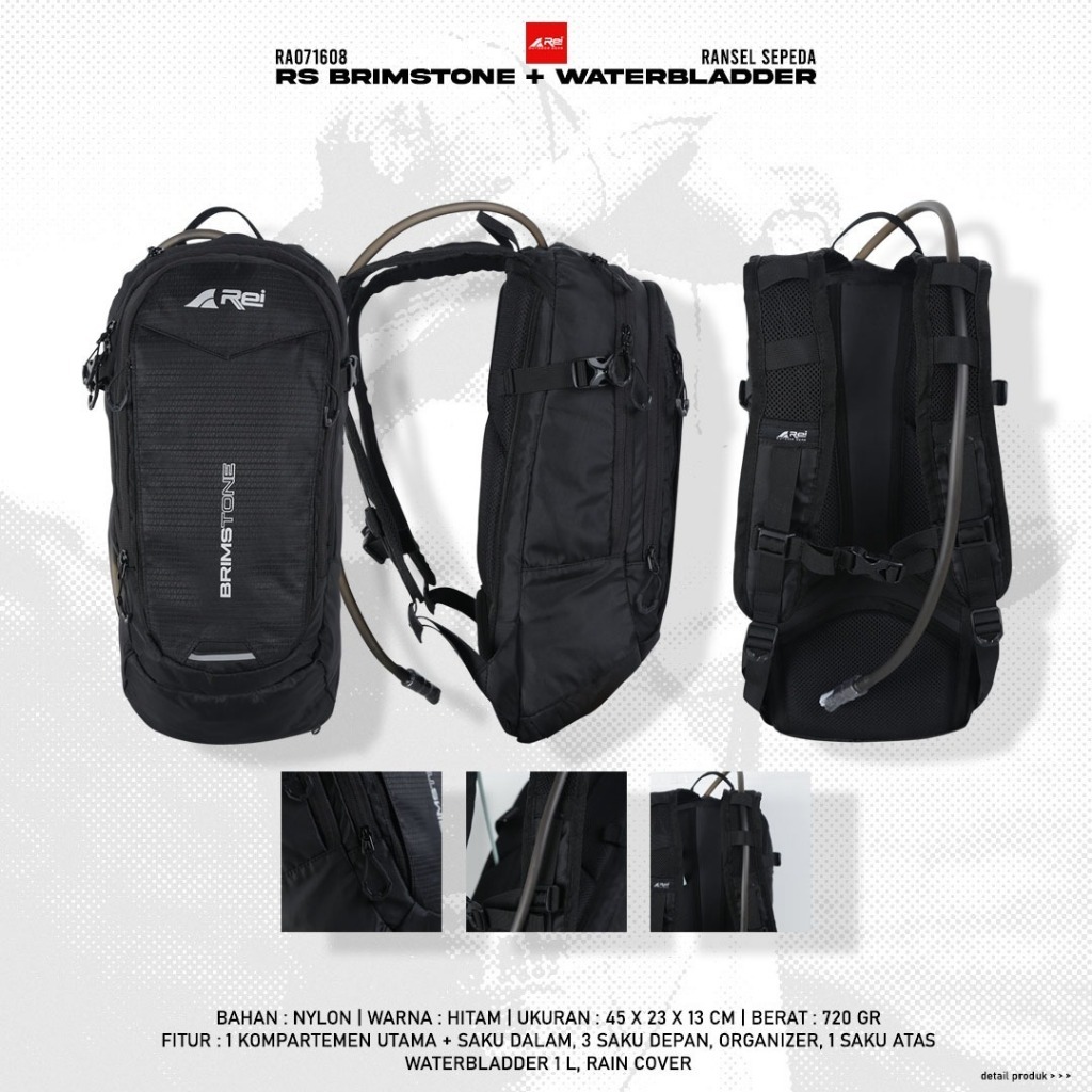 Tas Ransel Pria BRIMSTONE + WATERBLADDER AREI OUTDOORGEAR - Tas Ransel Sepeda / Tas Ransel Trabas RE