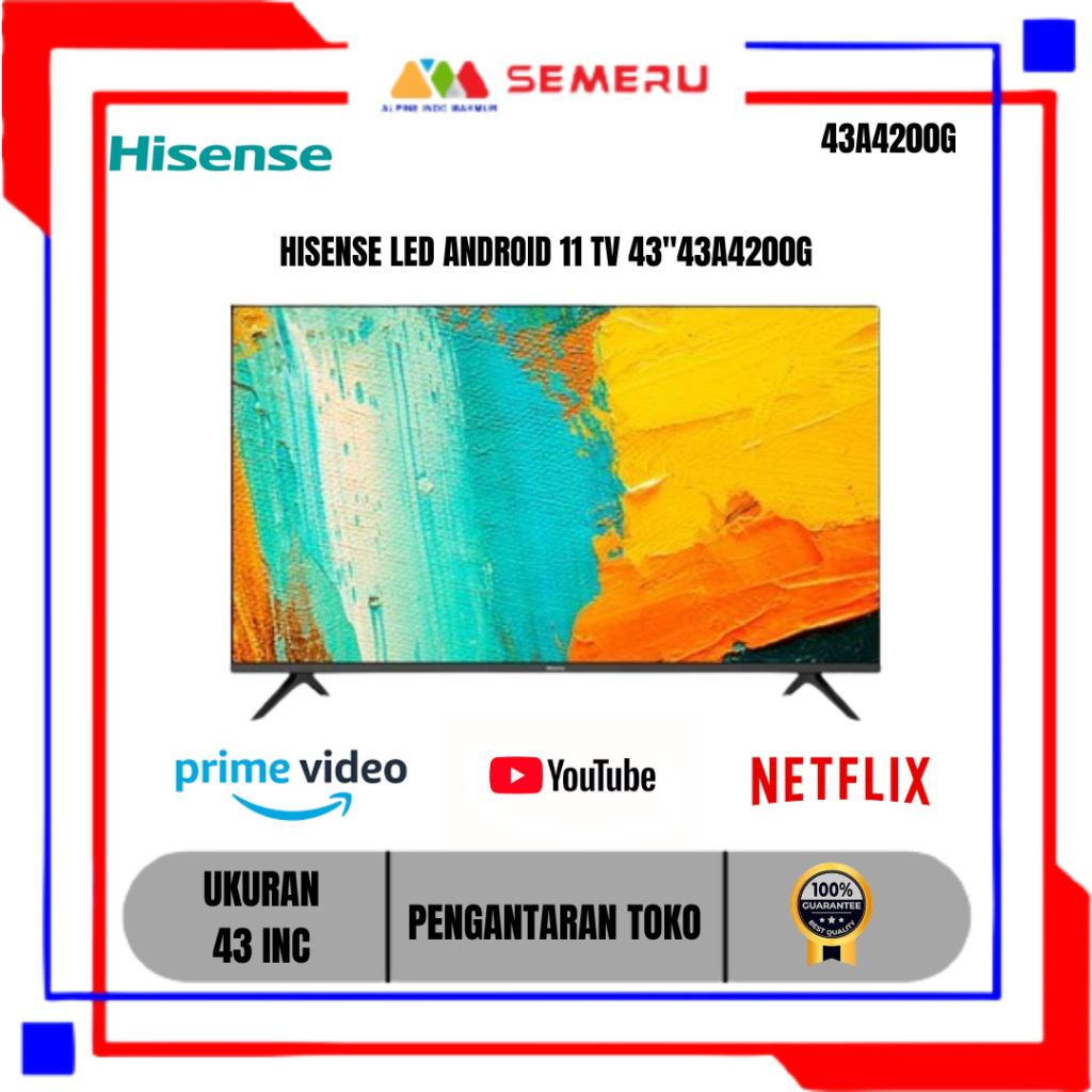 HISENSE LED ANDROID 11 TV 32 INC 32A4200G DAN 43 INC 43A4200G KHUSUS MAKASSAR
