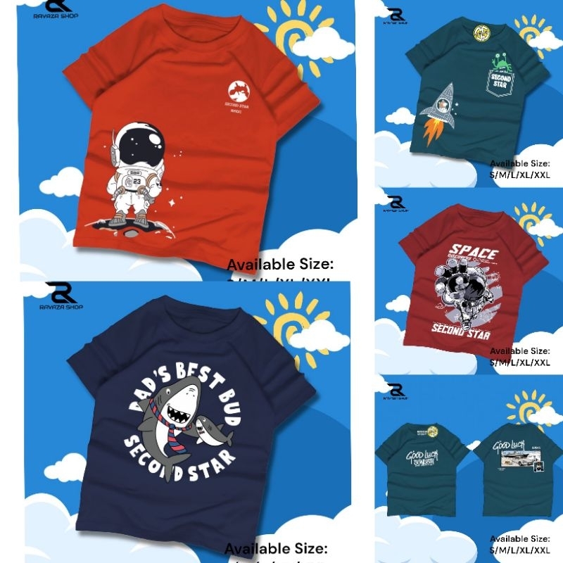 KAOS ANAK COWOK SECOND STAR PREMIUM USIA 1-12 TAHUN / KAOS DISTRO ANAK COWOK