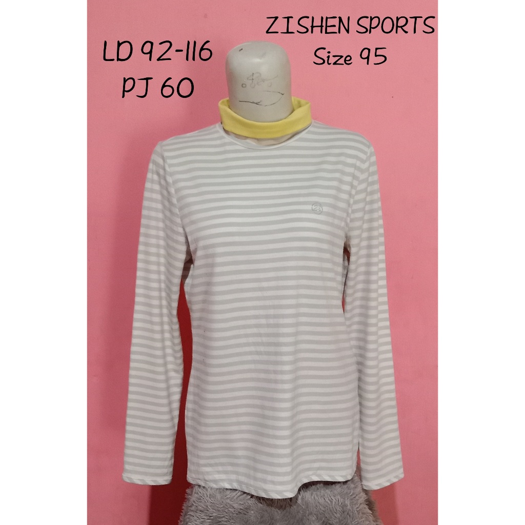 Turtlrneck kaos wanita remaja motif garis  ZISHEN SPORTS thrf