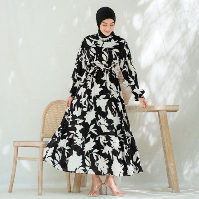 DRESS RUFFLE RAYON VISCOSE PREMIUM |HOMEY DREES |GAMIS RAYON VISCOSE