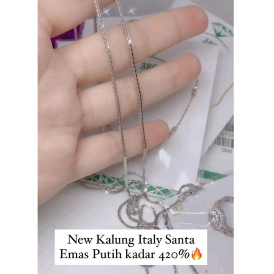 Kalung Italy Santa Emas Putih 420 Kadar 9K