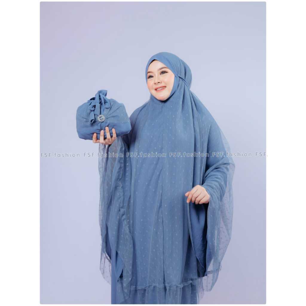 FSF fashion - Mukena Dewasa Aiza Terbaru Bahan Cringkel Tile Brokat Penutup Dagu Jumbo Brukat Mewah