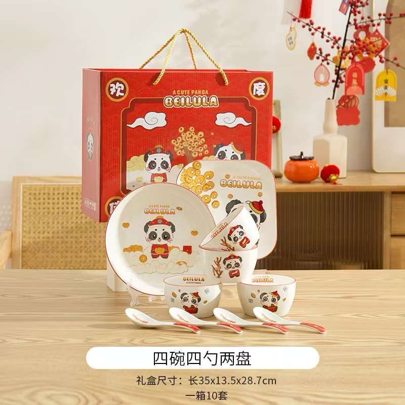 

bowl set hampers souvenir hadiah 4 mangkuk 2 piring 4 sendok set gift box