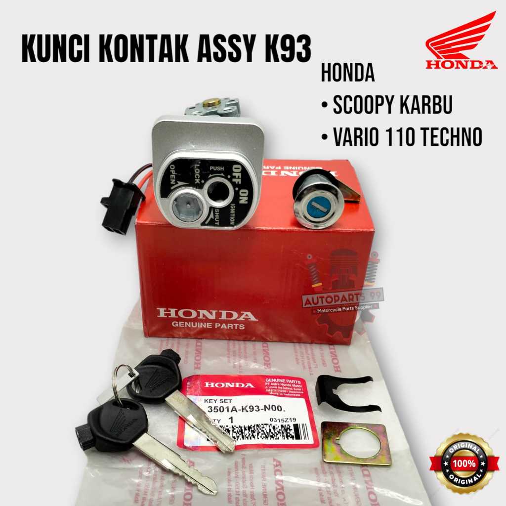 Kunci Kontak Vario 110 Techno Scoopy Karbu Set Komplit Original Honda Keyset Scoopy Kunci Kontak K93