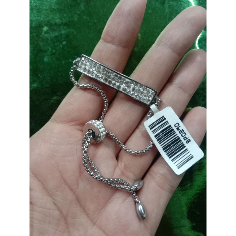 perhiasan wanita gelang besi putih asli