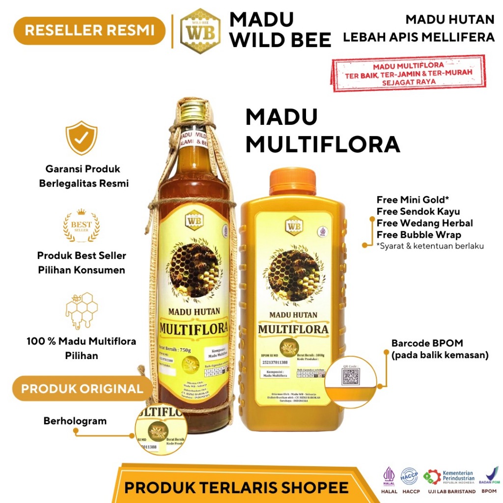 

MADU Asli Tanpa Campuran/Madu Murni Hutan Multiflora Suplemen untuk Meningkatkan Imun sudah teruji lab & BPOM wild bee