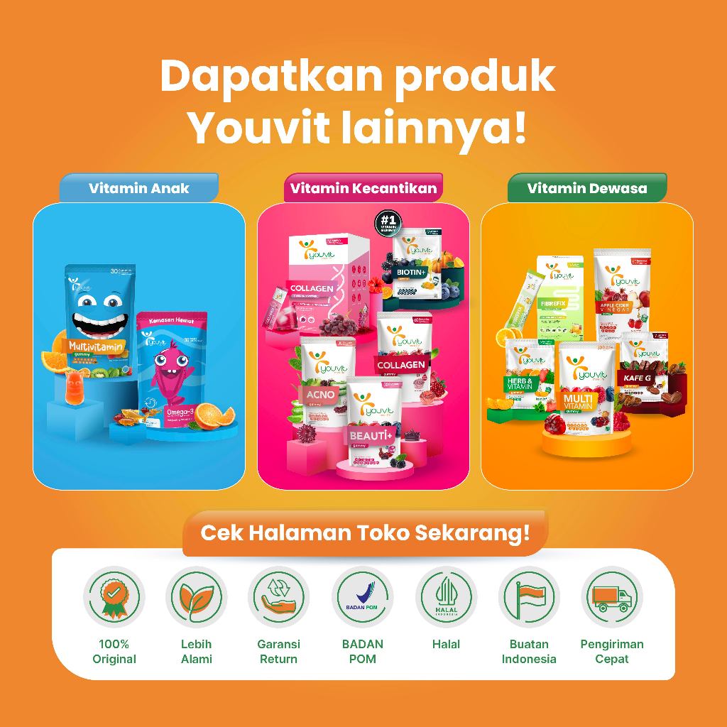 Youvit Omega 3 Anak 2 Sachet (14 Hari) untuk Otak, Mata Anak (Vitamin Otak Anak)