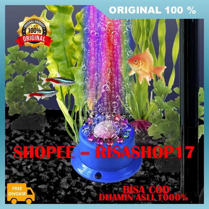 Lampu LED RGB Aerator Aquarium Lampu Led Aquarium Alat Gelembung Udara Aquarium RGB 100% ASLI
